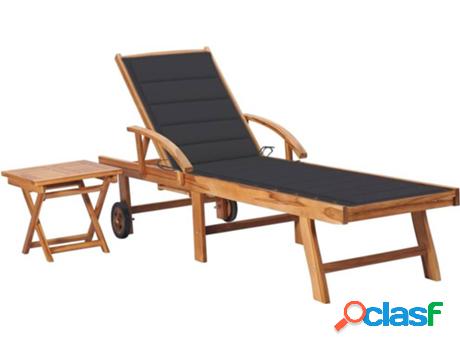 Tumbonas VIDAXL Cojín 3063021 Marrón (Teca - 195 x 59.5 x