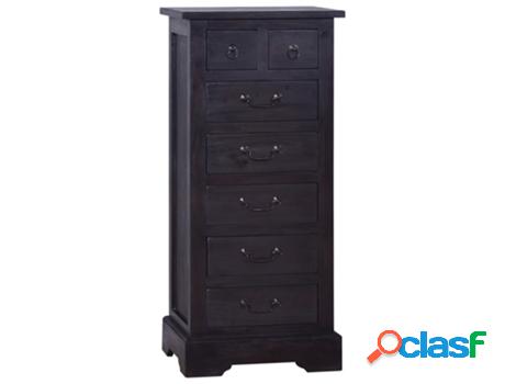 Vidaxl Cómoda De Madera Maciza De Caoba Negro Claro