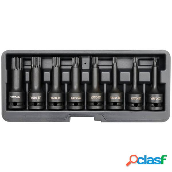 YATO Set de 8 puntas de impacto Torx spline negro YT-1069