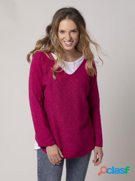 jersey de punto oversize cuello pico super soft Malva