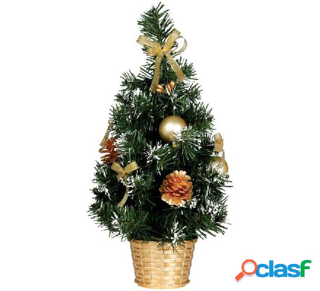Árbol de Navidad Decorado Oro Nevado de 30 cm con Maceta