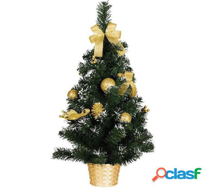 Árbol de Navidad Decorado Oro Nevado de 60 cm con Maceta
