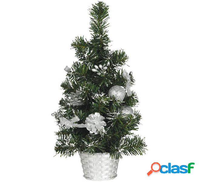 Árbol de Navidad Decorado Plata Nevado de 40 cm con Maceta