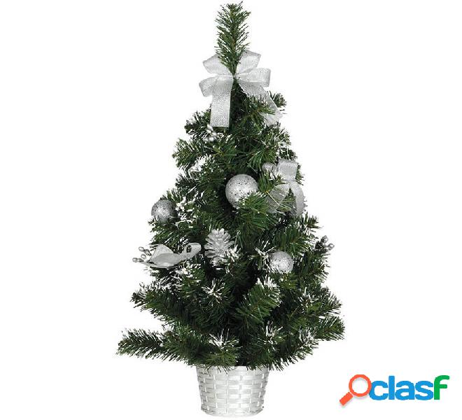 Árbol de Navidad Decorado Plata Nevado de 60 cm con Maceta