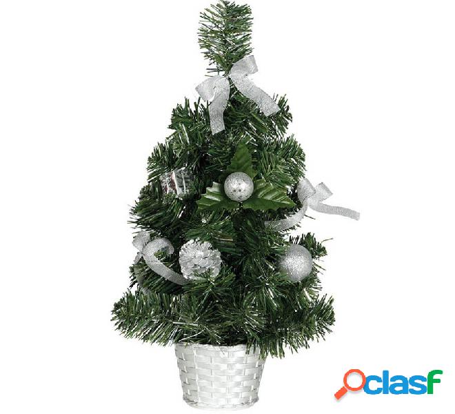 Árbol de Navidad Decorado Plata de 30 cm con Maceta