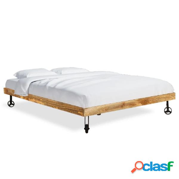 vidaXL Cama con colchón viscoelástico madera de mango
