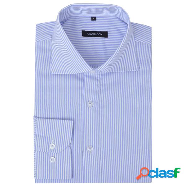vidaXL Camisa de vestir de hombre talla S rayas blanca y
