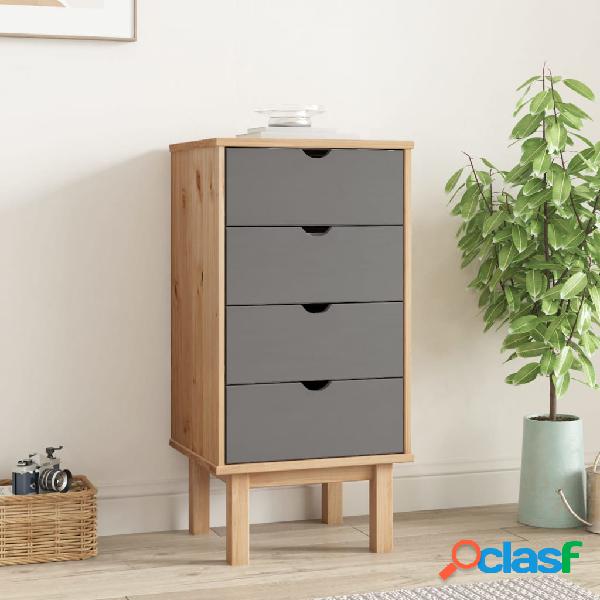 vidaXL Cómoda cajonera madera maciza pino marrón y gris