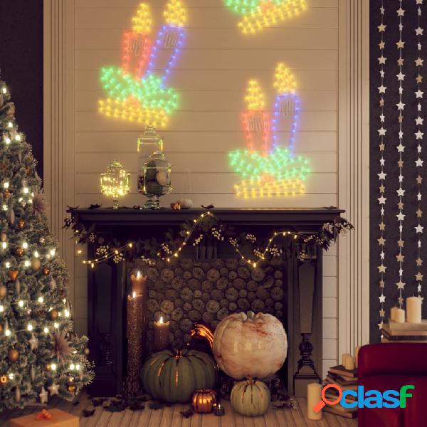 vidaXL Figuras de velas de Navidad con 144 LEDs 2 uds 70x42