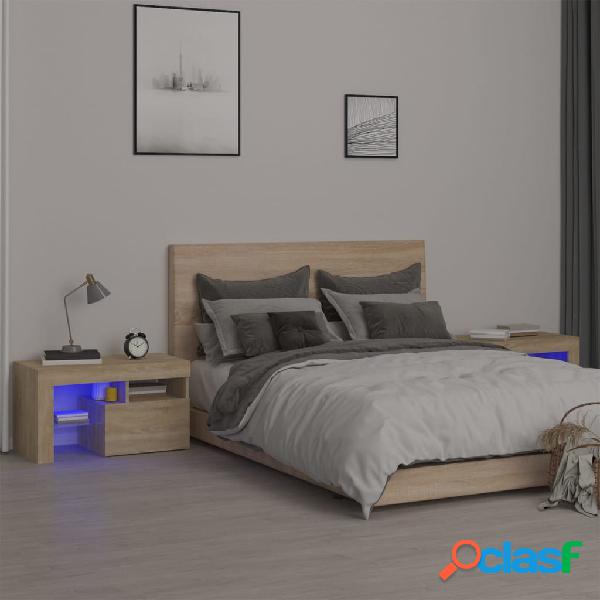 vidaXL Mesitas de noche con luces LED 2 uds roble Sonoma