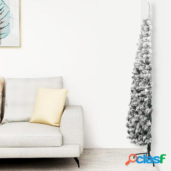 vidaXL Mitad árbol Navidad artificial delgado con nieve 150