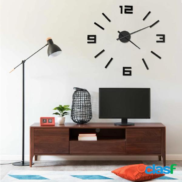 vidaXL Reloj 3D de pared con diseño moderno negro 100 cm