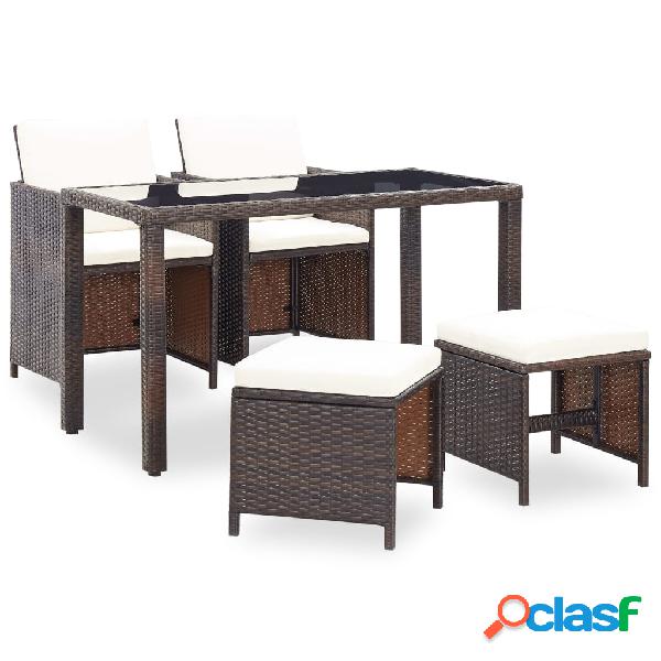 vidaXL Set comedor de jardín 5 piezas y cojines ratán