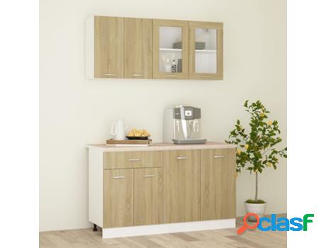 vidaXL Set de armarios cocina 4 pzas encimera aglomerado