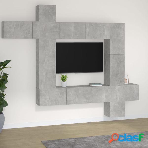 vidaXL Set de muebles de TV 9 pzas madera contrachapada gris