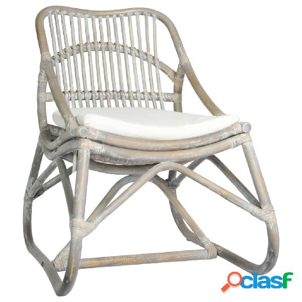vidaXL Silla de ratán lino gris