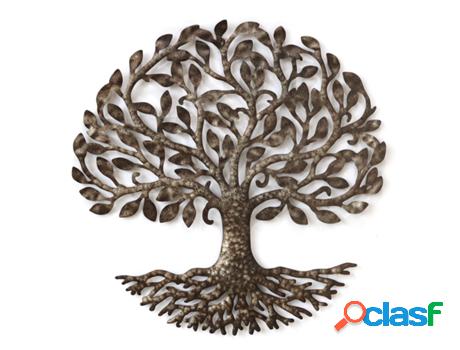 Adorno Pared Árbol Marrón de Metal 60X3X60cm Aplique Metal
