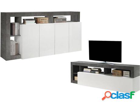 Aparador + Mueble de TV VENTE UNIQUE (Gris, Blanco - Madera