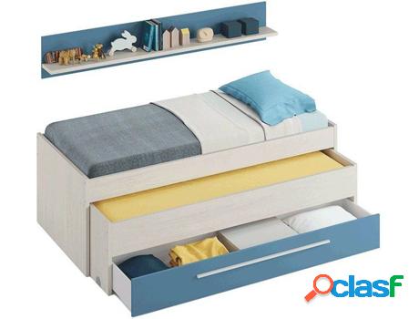 Cama Infantil HABITDESIGN Dupla con Prateleria y Cajón Rex