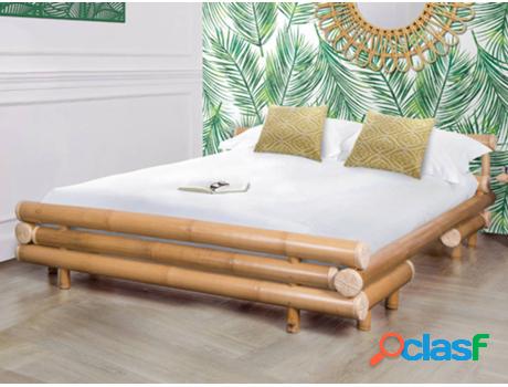 Cama VENTE UNIQUE Dahlia (Madera - Marrón - 160x200 cm)