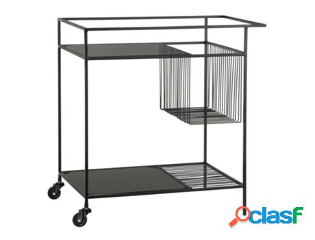 Carrito bar cart FANTINE con ruedas de hierro y cristal