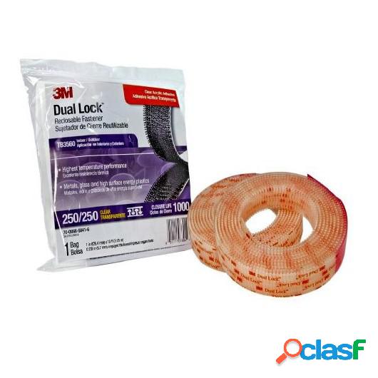 Cinta Adhesiva 25Mmx 3Mt Tira Transparente Dual Lock 3M 2 Pz