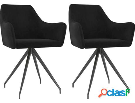 Conjunto 2 Sillas de Comedor VIDAXL (Negro - Terciopelo - 54