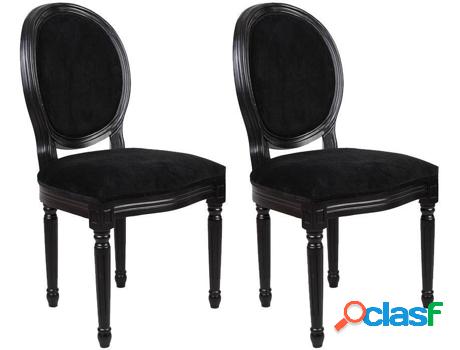 Conjunto de 2 Sillas VENTA-UNICA Louis XVI (Negro - Tejido -