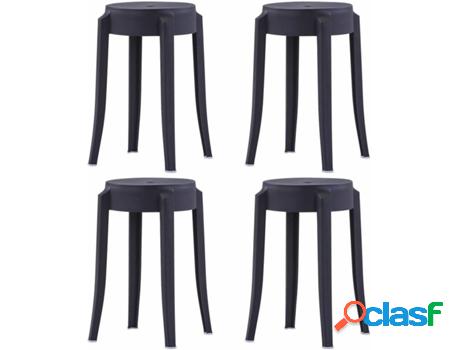 Conjunto de 4 Bancos VIDAXL Apilables Plástico Negro