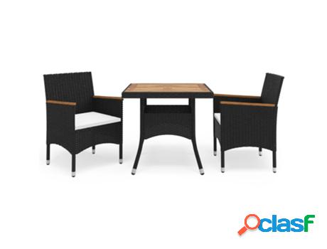 Conjunto de Exterior VIDAXL 3 Piezas 3058316 (Negro - Poli