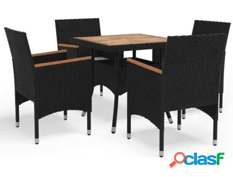 Conjunto de Exterior VIDAXL 5 Piezas 3058326 (Negro - Poli