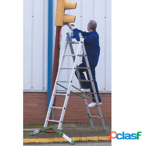 Escalera de aluminio plabell piramide 2 tramos 9 peldaños