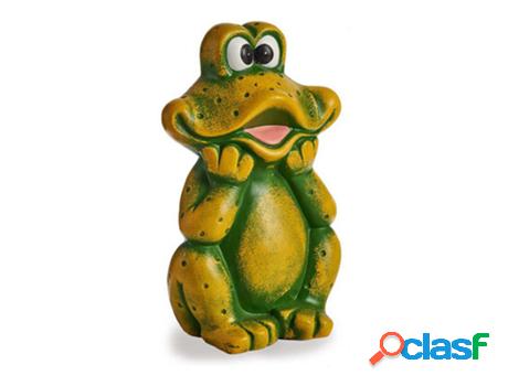 Figura Decorativa Para Jardín Rana Cerámica Verde (14 X 29