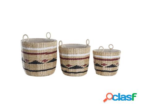 Juego De Cestas Dkd Home Decor Poliéster Colonial Fibra (38