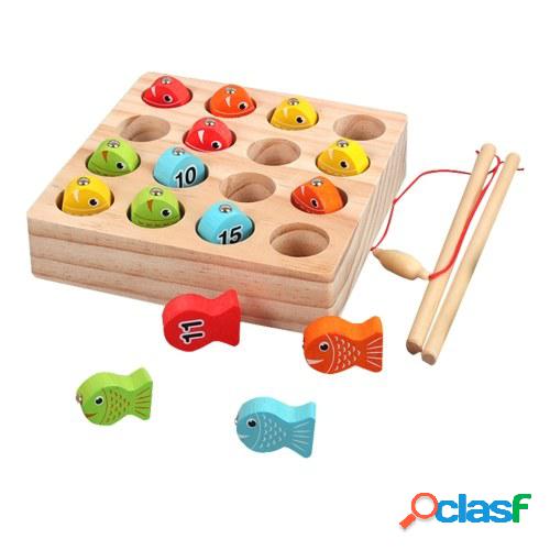 Juego de pesca magnético de madera Montessori Número y
