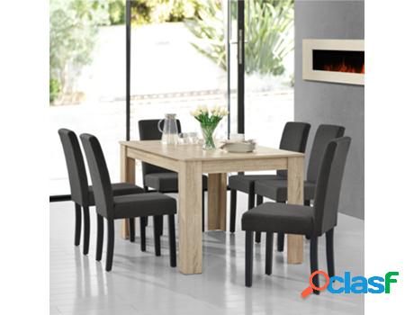 Juegos de Comedor [EN.CASA] Efecto roble a la cal (MDF, tela