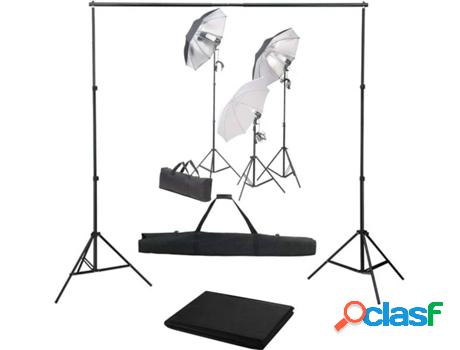 Kit Iluminación de Estudio VIDAXL con Telón de Fondo