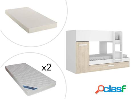 Litera VENTE UNIQUE Anthony (Beis, Blanco - Madera - 90x190