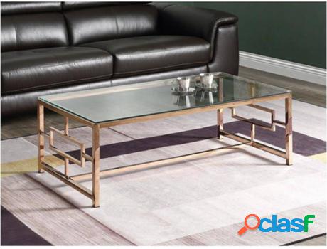 Mesa de Centro VENTE UNIQUE (Transparente, Cobre - Vidrio,