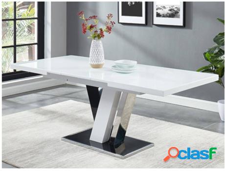 Mesa de Comedor VENTE UNIQUE Weston (Negro, Blanco - Vidrio