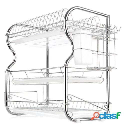 Multi-funcional de 3 niveles Dish Rack Utensilios de cocina