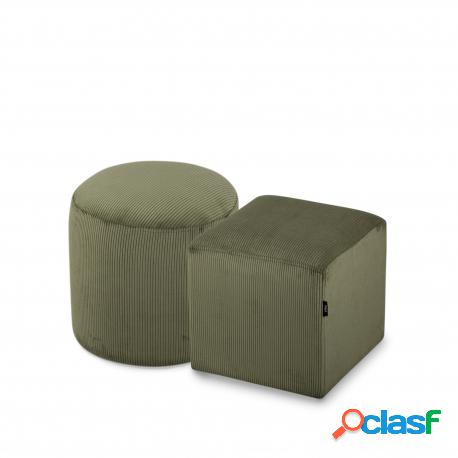 Pack 2 Und | Puf Pana Verde Taburete 40x40 + Cube 40x40