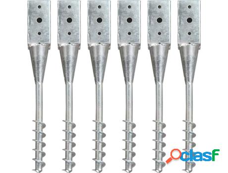 Picas de Tierra VIDAXL Acero Galvanizado Plateado (7 x 7 x