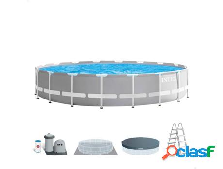 Piscina Tubular INTEX Prisma Frame Redonda Gris (6 personas