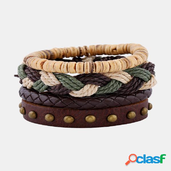 Pulsera de cáñamo de tejido bohemio Cuerda vendimia