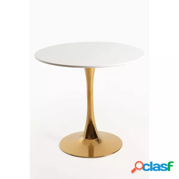 RegalosMiguel - Mesa Kolio 80 cm Golden - Blanco