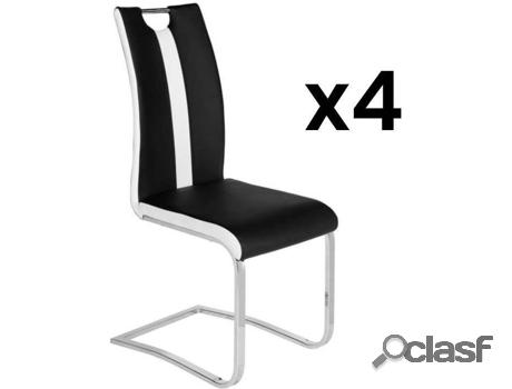 Silla VENTE UNIQUE Matilda (Negro, Blanco - Piel Sintética