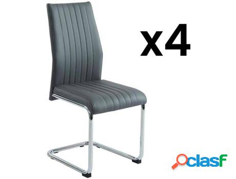 Silla VENTE UNIQUE Maxine (Gris - Piel Sintética - 97x44x56