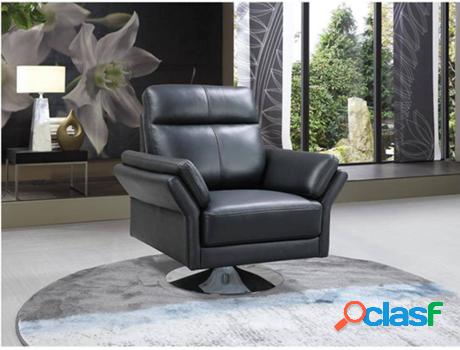 Sillón VENTE UNIQUE Liceu (Negro - Piel - 94x92x88 cm)