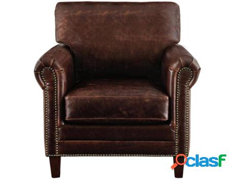 Sillón VENTE UNIQUE (Marrón - Piel - 89x86x94 cm)